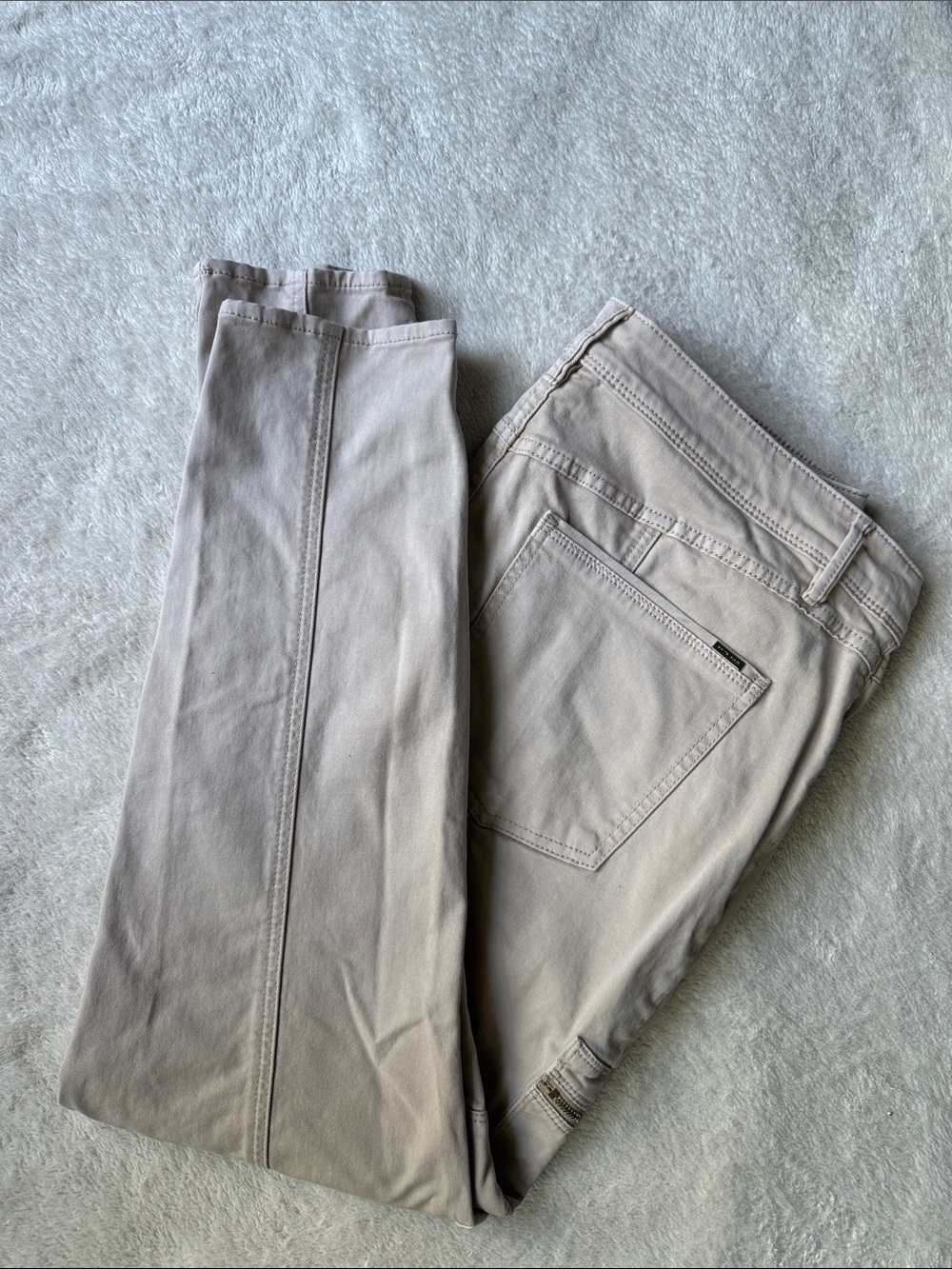 SKINN Light Beige Skinny Zip-Pocket Pants